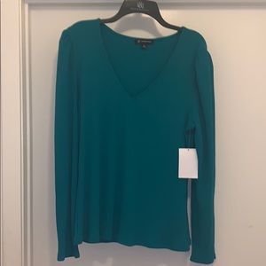 I.N.C. Ribbed Puffed Sleeve V-Neck Sweater